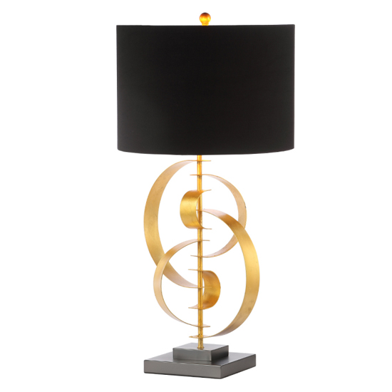 Arras Black Linen Shade Table Lamp With Gold Leaf Metal Base thumbnail