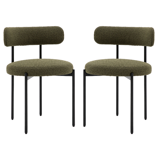 Arras Green Polyester Fabric Dining Chairs In Pair