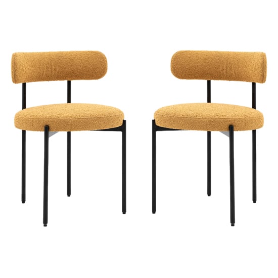 Arras Ochre Polyester Fabric Dining Chairs In Pair