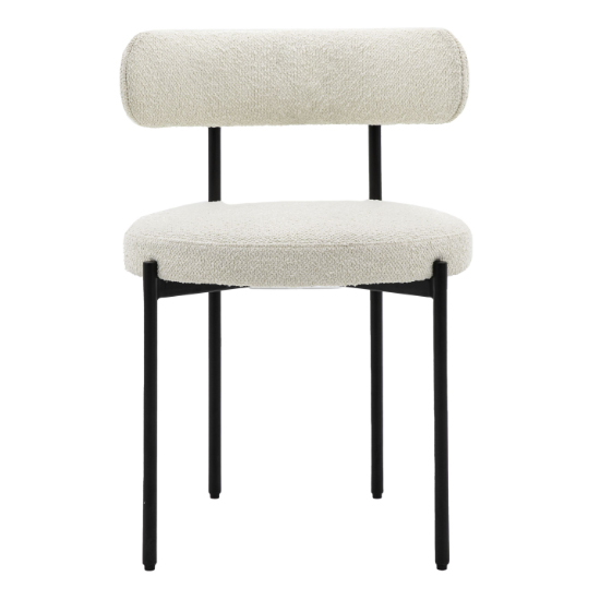 Arras Vanilla Polyester Fabric Dining Chairs In Pair