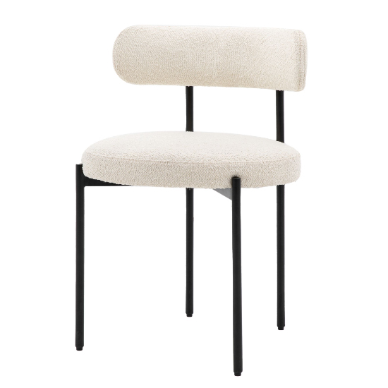 Arras Vanilla Polyester Fabric Dining Chairs In Pair