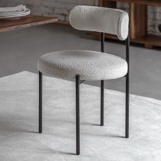 Arras Vanilla Polyester Fabric Dining Chairs In Pair