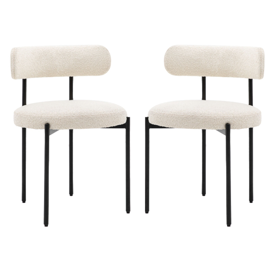 Arras Vanilla Polyester Fabric Dining Chairs In Pair