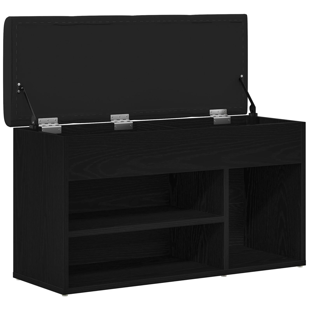 Arrington Wooden Shoe Seating Bench With Fabric Seat In Black Oak