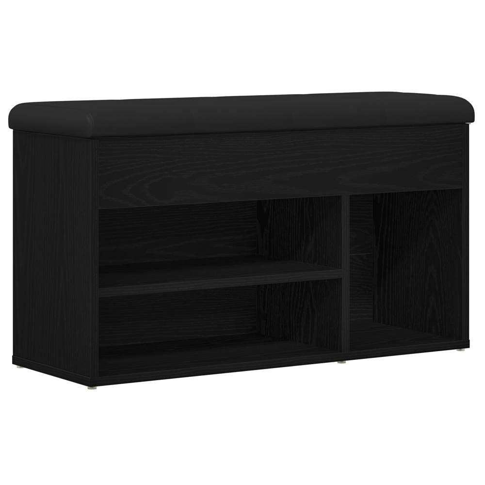 Arrington Wooden Shoe Seating Bench With Fabric Seat In Black Oak