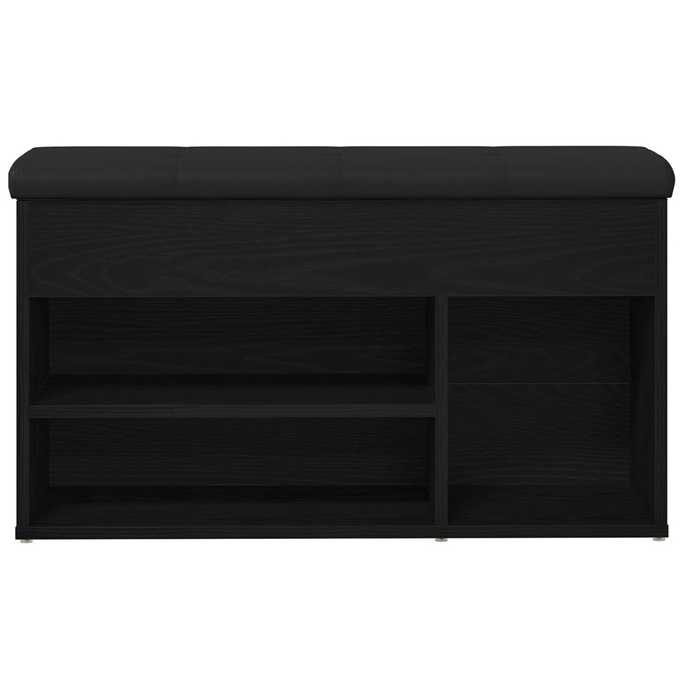 Arrington Wooden Shoe Seating Bench With Fabric Seat In Black Oak