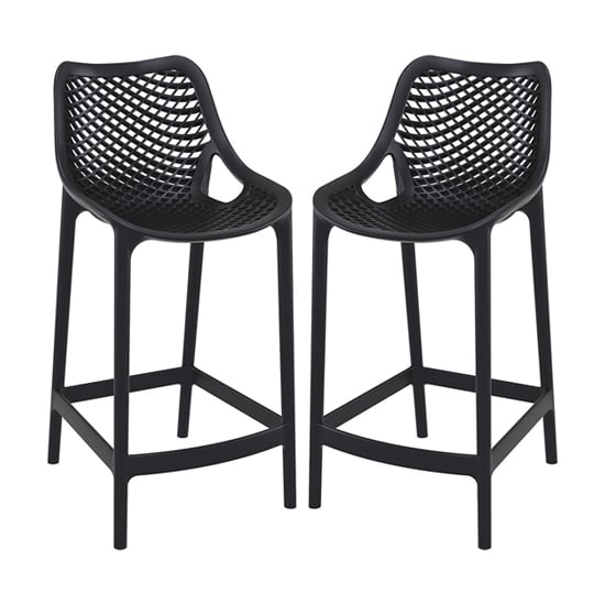 Arrochar Outdoor Black Polypropylene Bar Stools In Pair