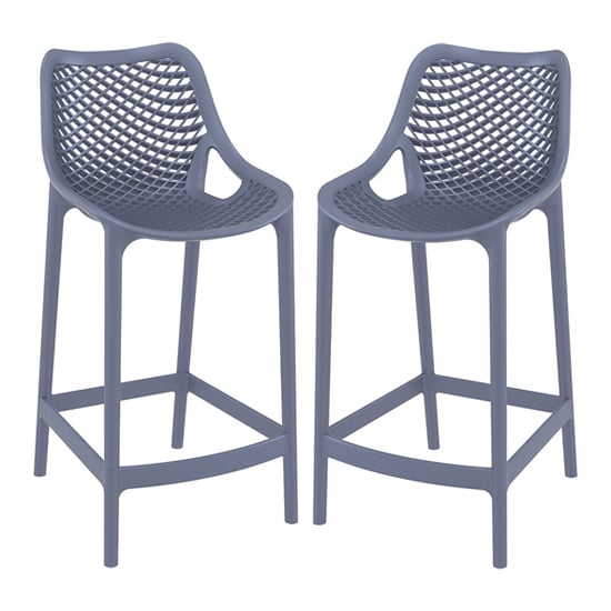 Photo of Arrochar outdoor dark grey polypropylene bar stools in pair