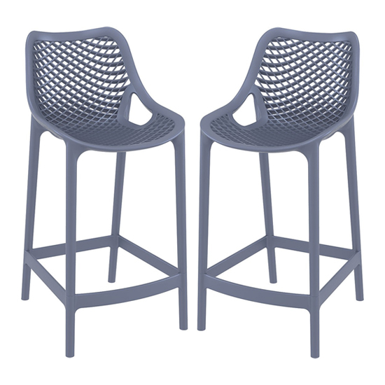 Photo of Arrochar outdoor dark grey polypropylene bar stools in pair