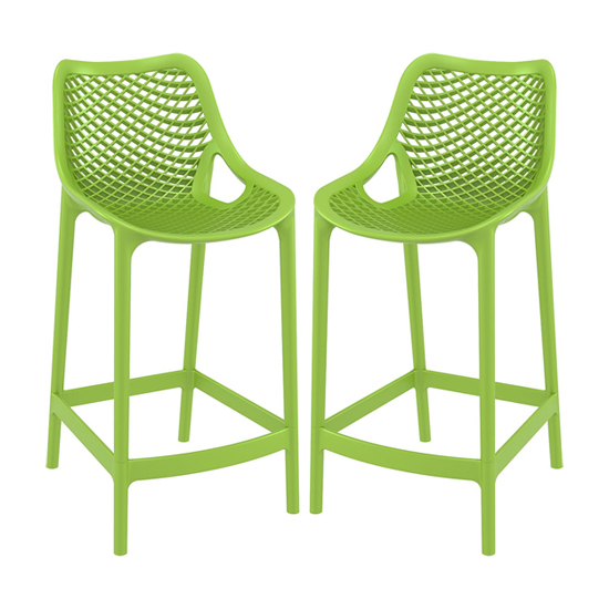 Arrochar Outdoor Green Polypropylene Bar Stools In Pair