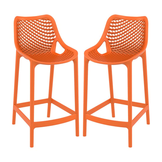 Product photograph of Arrochar Outdoor Orange Polypropylene Bar Stools In Pair from Furniture in Fashion