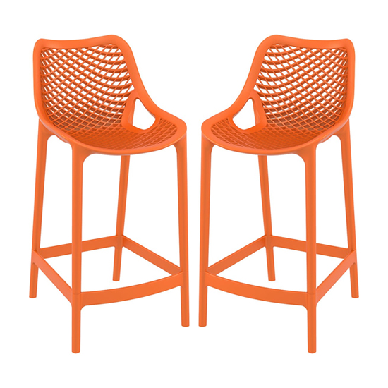 Read more about Arrochar outdoor orange polypropylene bar stools in pair
