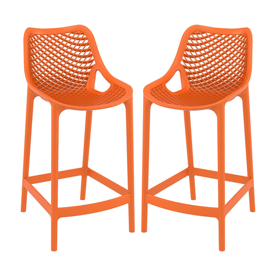 Read more about Arrochar outdoor orange polypropylene bar stools in pair