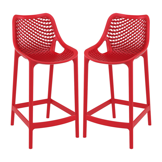 Photo of Arrochar outdoor red polypropylene bar stools in pair