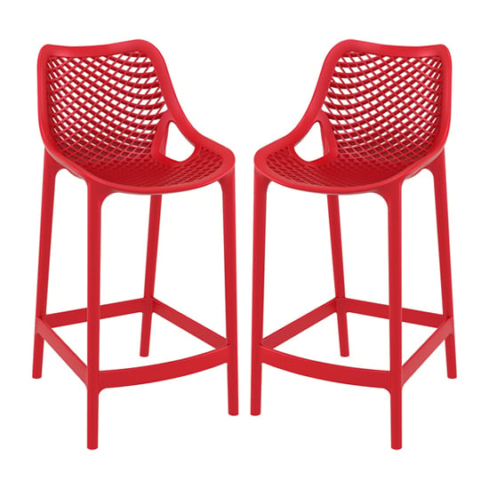 Product photograph of Arrochar Outdoor Red Polypropylene Bar Stools In Pair from Furniture in Fashion