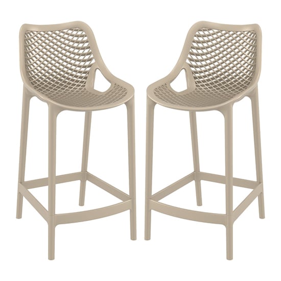 Product photograph of Arrochar Outdoor Taupe Polypropylene Bar Stools In Pair from Furniture in Fashion