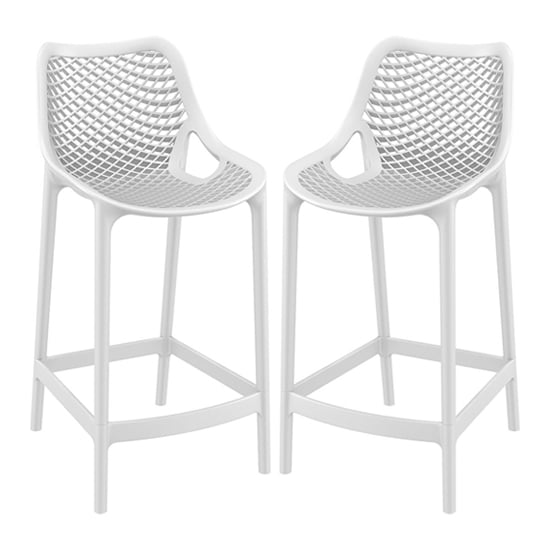 Product photograph of Arrochar Outdoor White Polypropylene Bar Stools In Pair from Furniture in Fashion