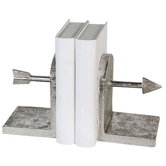 Read more about Arrow poly bookend sculpture in antique silver and white