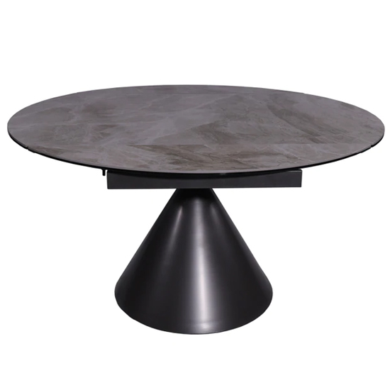 Photo of Arroyo round extending ceramic dining table matt grey