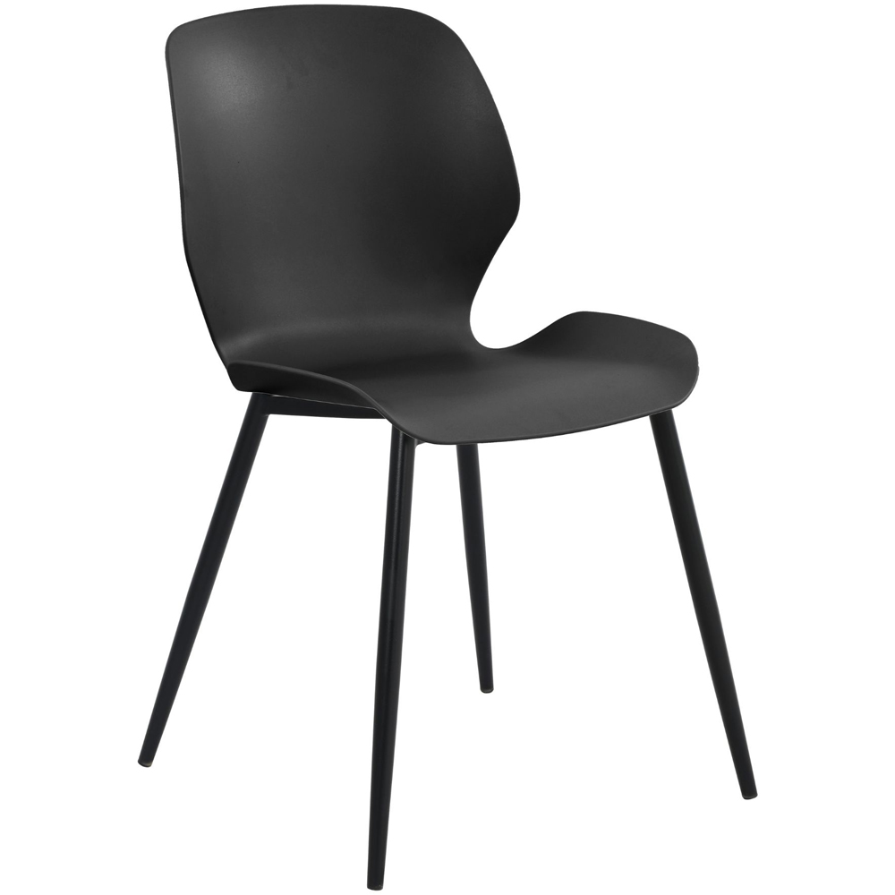 Arta Curved Plastic Dining Chairs In Pair - Black