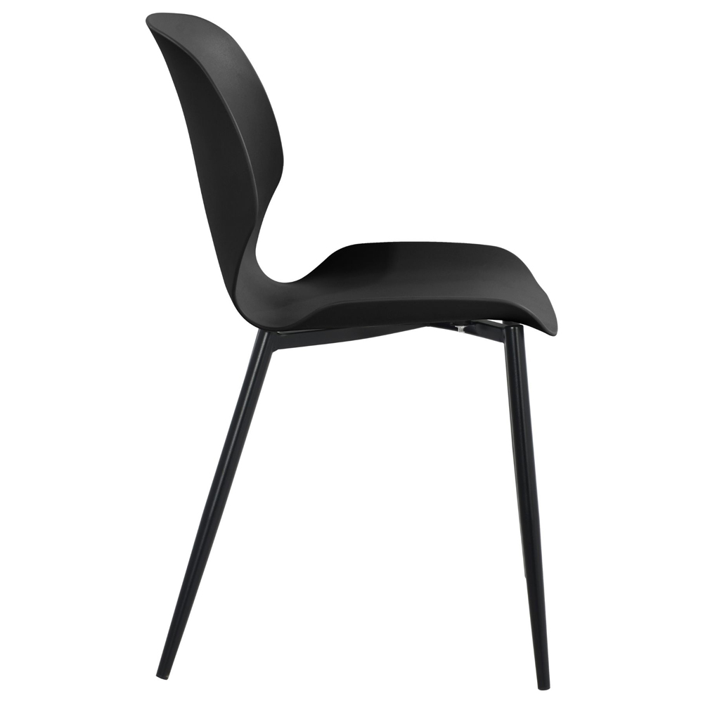 Arta Curved Plastic Dining Chairs In Pair - Black