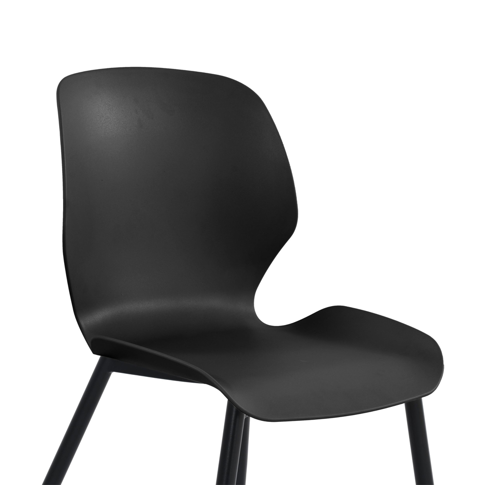 Arta Curved Plastic Dining Chairs In Pair - Black