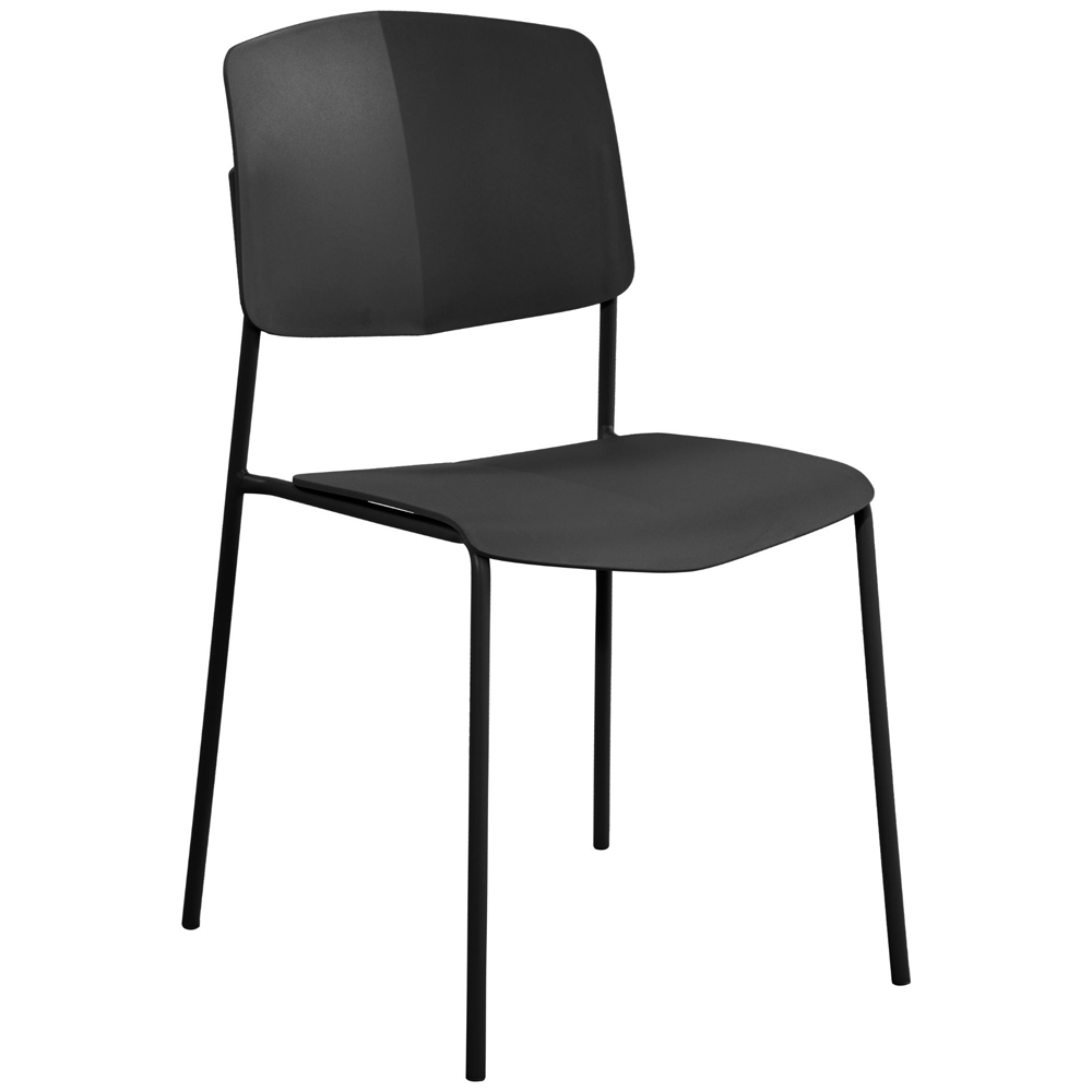 Arta Black Straight Plastic Dining Chairs - Pair