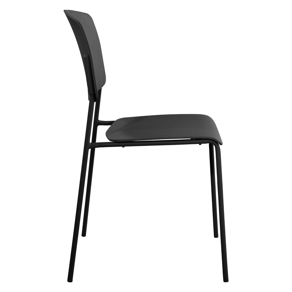 Arta Black Straight Plastic Dining Chairs - Pair