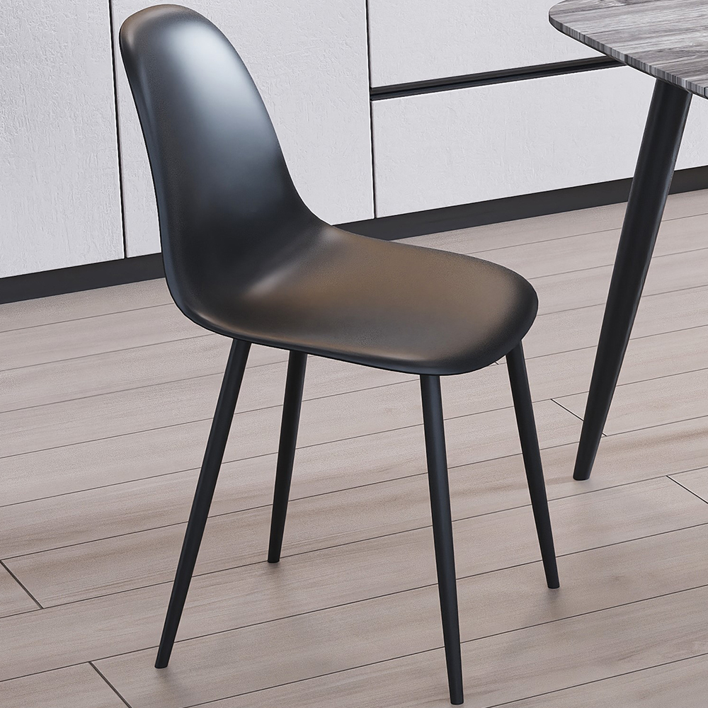 Arta Curve Black Plastic Dining Chairs In Pair
