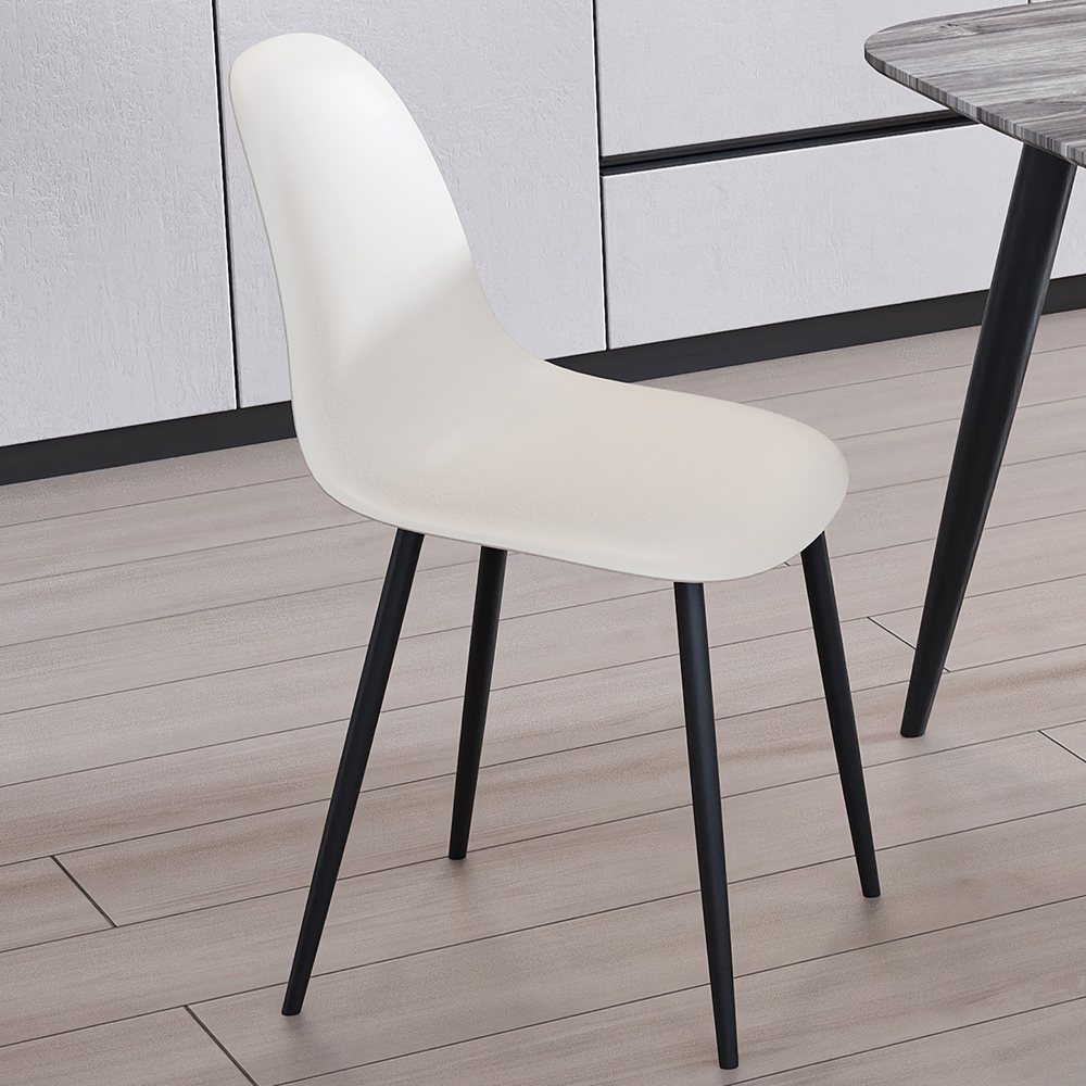 Arta Curve Calico Plastic Dining Chairs In Pair