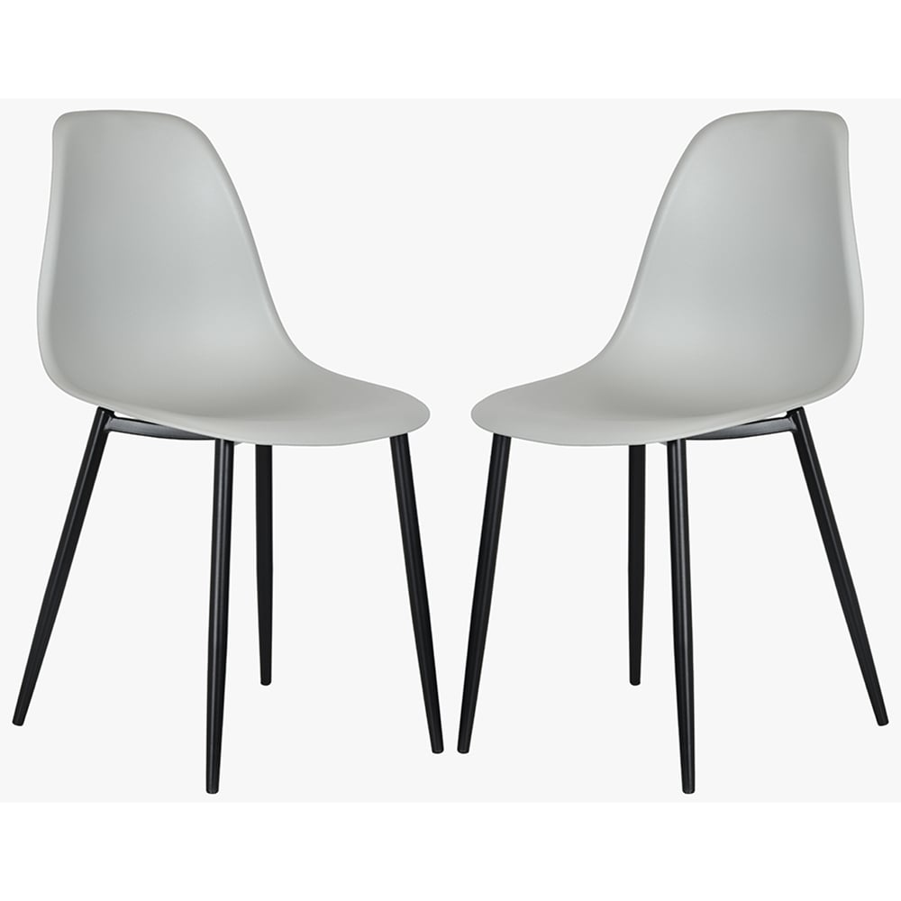 Arta Curve Light Grey Plastic Dining Chairs In Pair