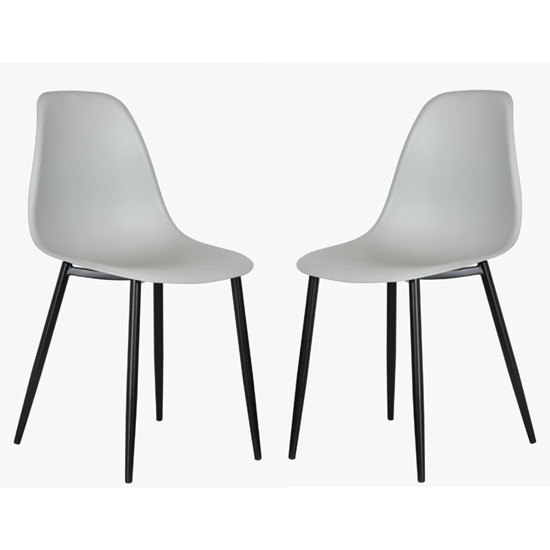 Arta Curve Light Grey Plastic Seat Dining Chairs In Pair