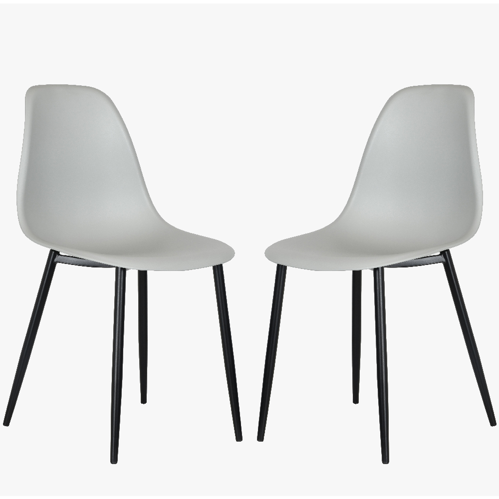 Arta Curve Light Grey Plastic Seat Dining Chairs In Pair