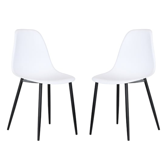 Arta Curve White Plastic Seat Dining Chairs In Pair