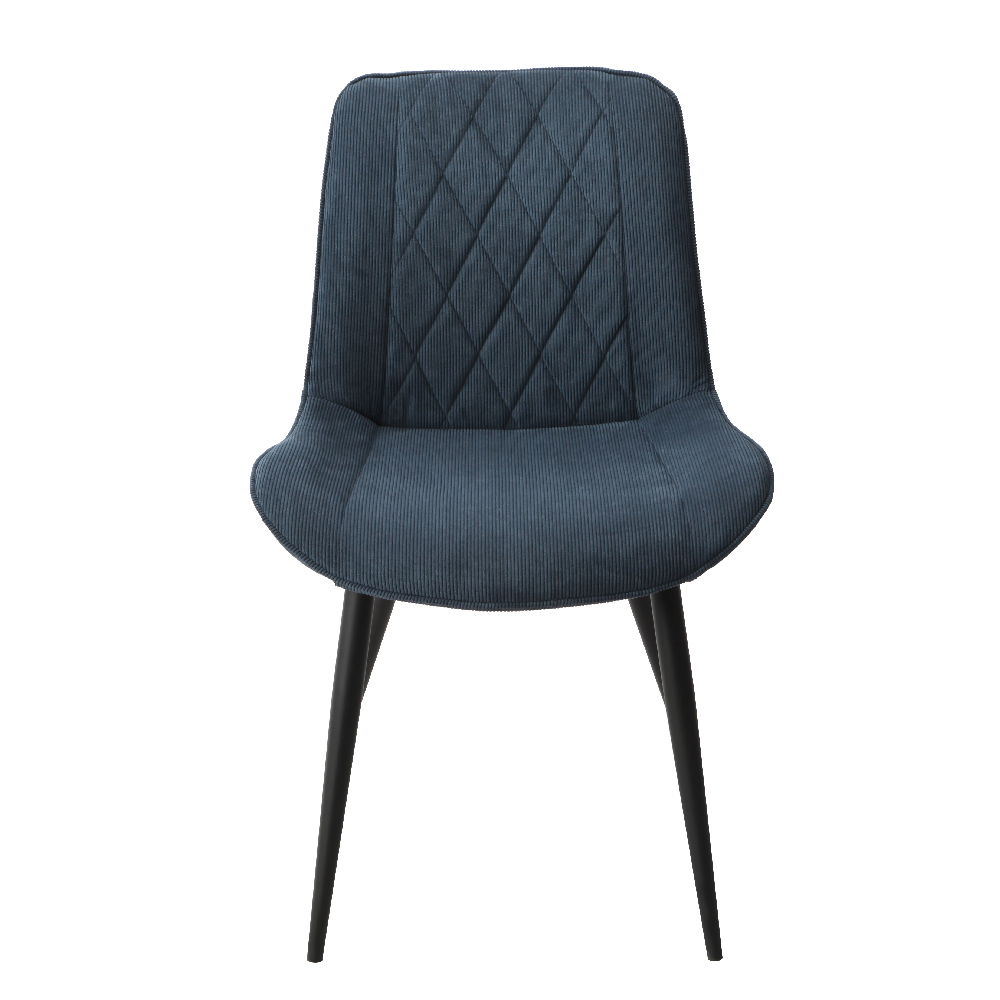 Arta Diamond Stitch Blue Fabric Dining Chairs In Pair