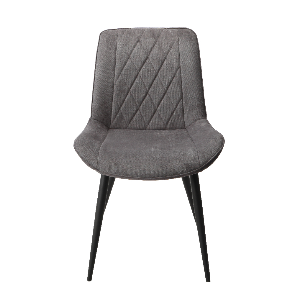 Arta Diamond Stitch Dark Grey Fabric Dining Chairs In Pair