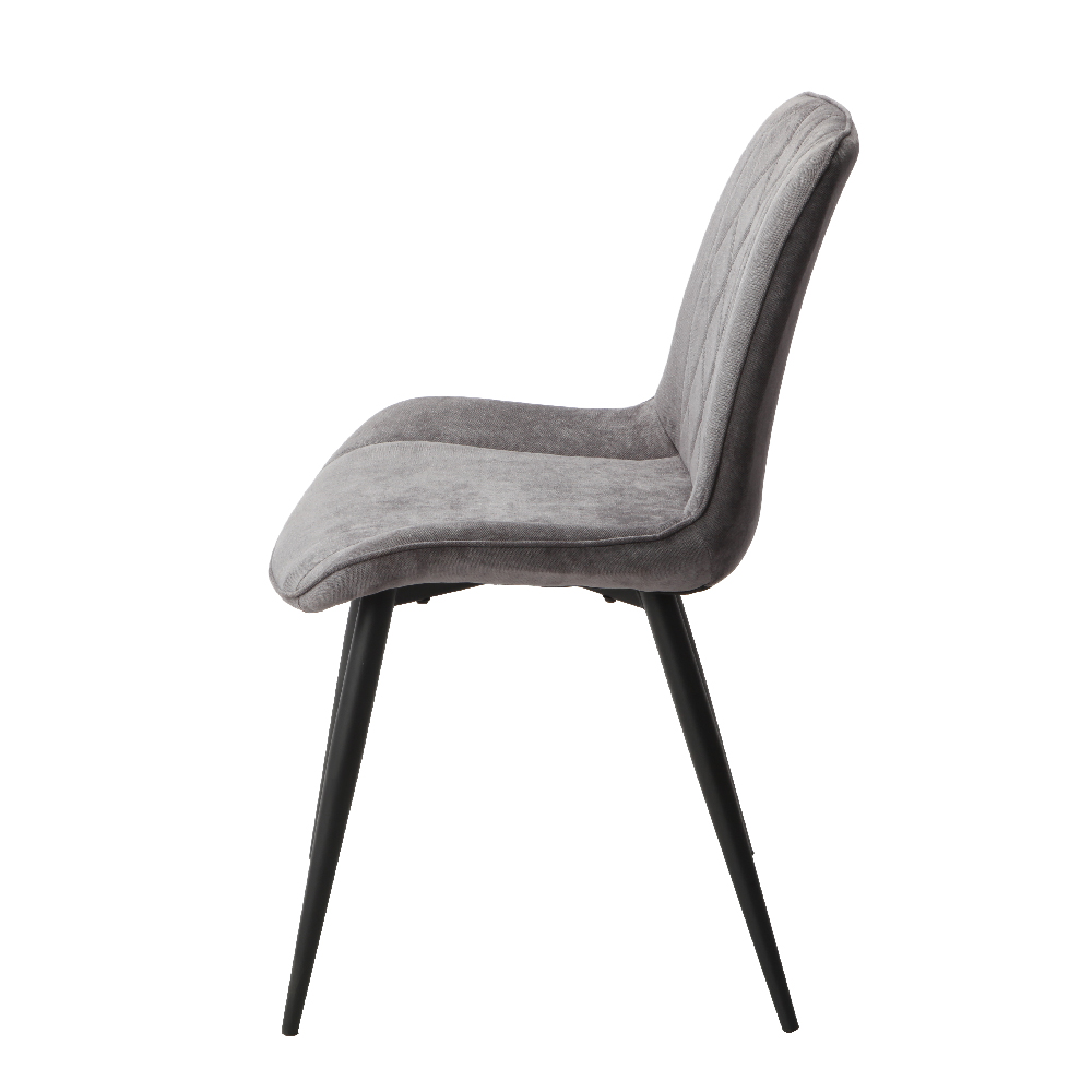 Arta Diamond Stitch Dark Grey Fabric Dining Chairs In Pair