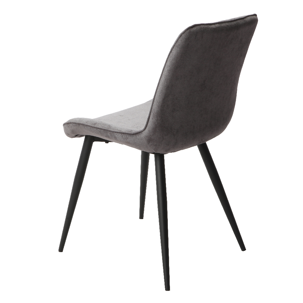 Arta Diamond Stitch Dark Grey Fabric Dining Chairs In Pair