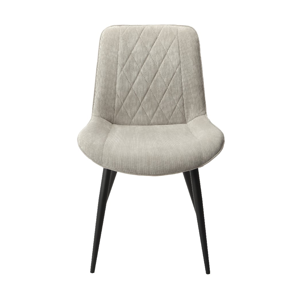 Arta Diamond Stitch Light Grey Fabric Dining Chairs In Pair