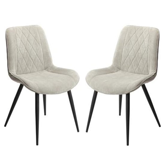 Product photograph of Arta Diamond Stitch Light Grey Fabric Dining Chairs In Pair from Furniture in Fashion