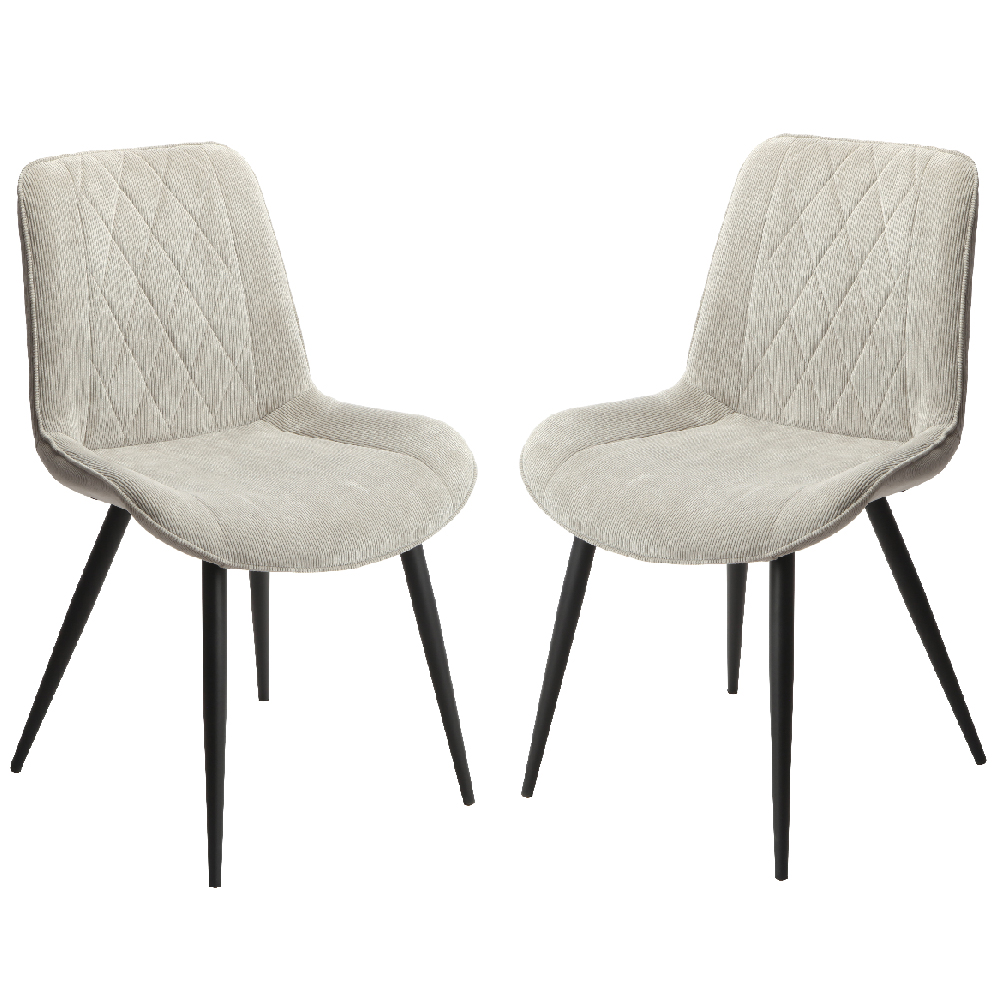 Product photograph of Arta Diamond Stitch Light Grey Fabric Dining Chairs In Pair from Furniture in Fashion