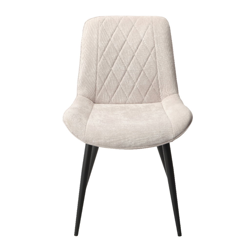 Arta Diamond Stitch Natural Fabric Dining Chairs In Pair