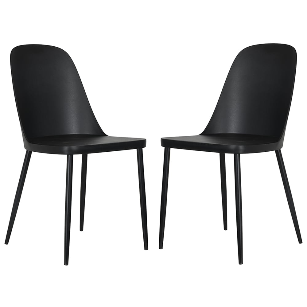 Arta Duo Black Plastic Dining Chairs In Pair