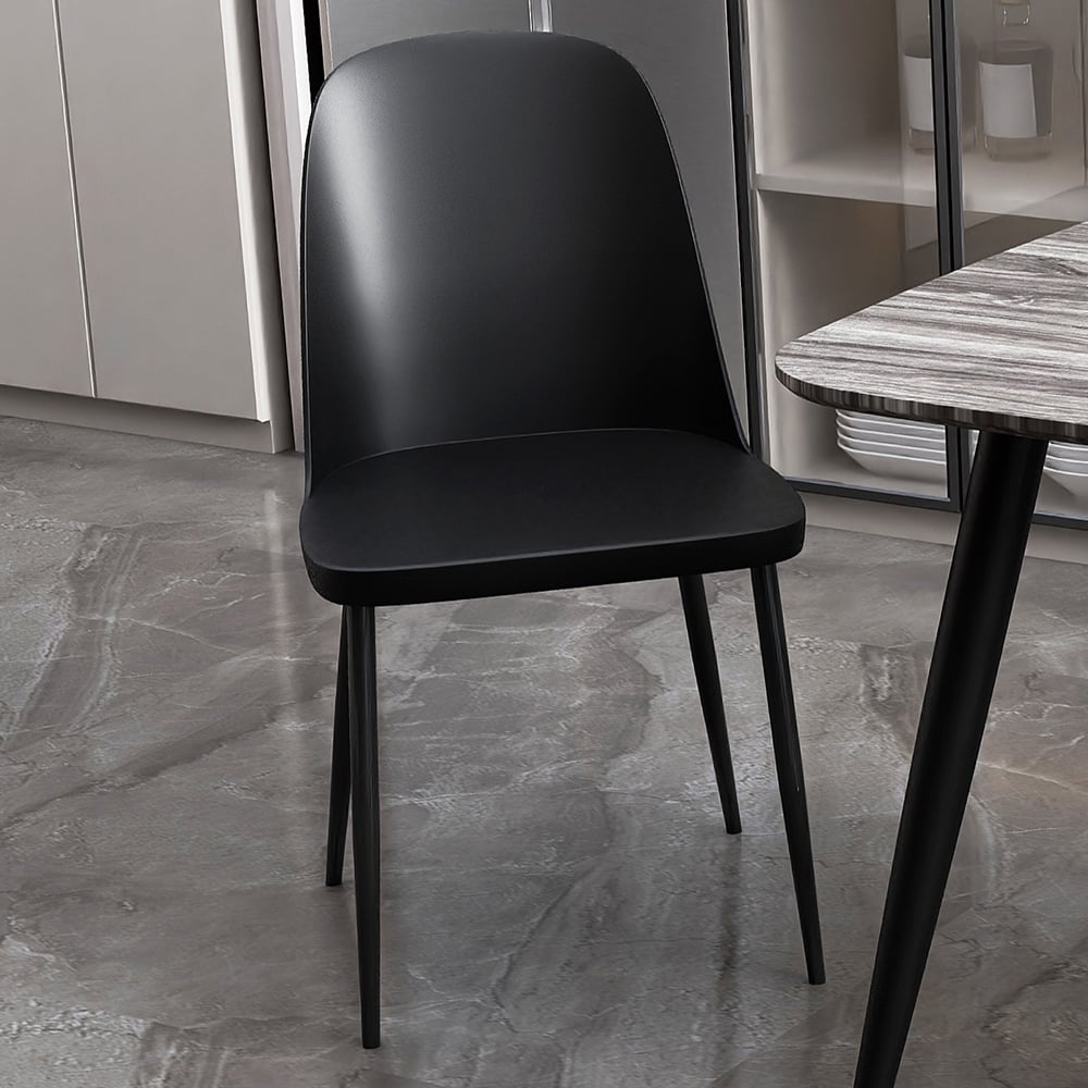 Arta Duo Black Plastic Dining Chairs In Pair