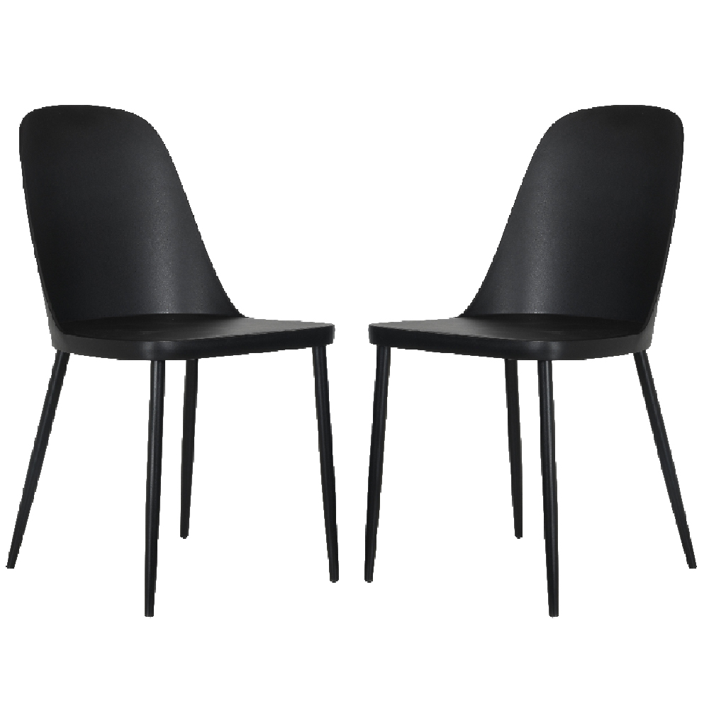 Arta Duo Black Plastic Seat Dining Chairs In Pair