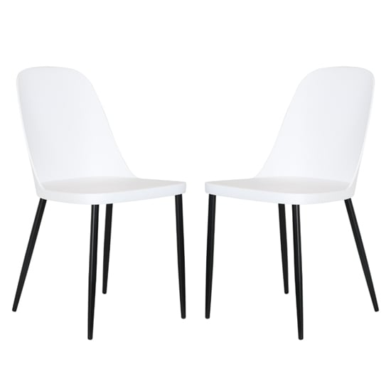 Arta Duo White Plastic Seat Dining Chairs In Pair