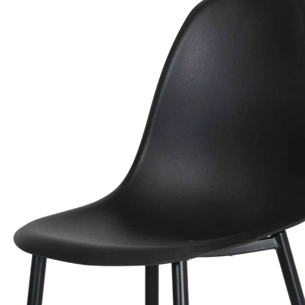 Arta Gloss White Rectangular Sintered Stone Dining Table with 4 Black Plastic Chairs