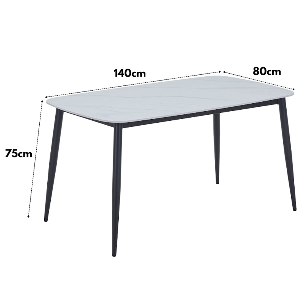 Arta Gloss White Rectangular Sintered Stone Dining Table with 4 Grey Straight Stitch Fabric Chairs