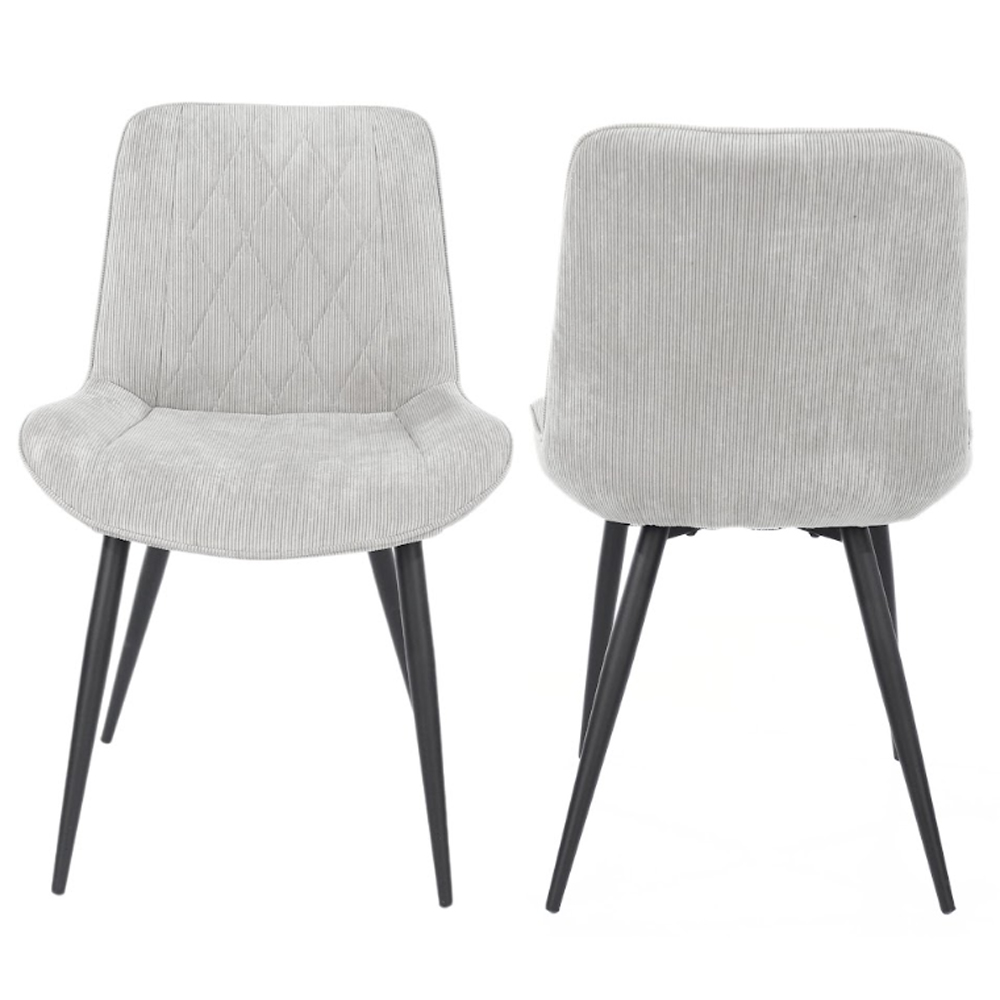 Arta Gloss White Rectangular Sintered Stone Dining Table with 4 Light Grey Diamond Stitch Fabric Chairs