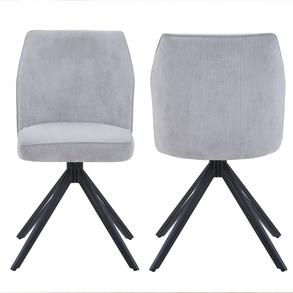 Arta Gloss White Rectangular Sintered Stone Dining Table with 4 Light Grey Fabric Chairs